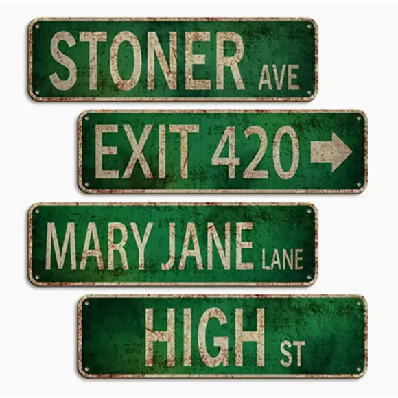 New! Metal Tin Sign (4''x16") EXIT 420 Hippies are Happier! - Picture 4 of 4